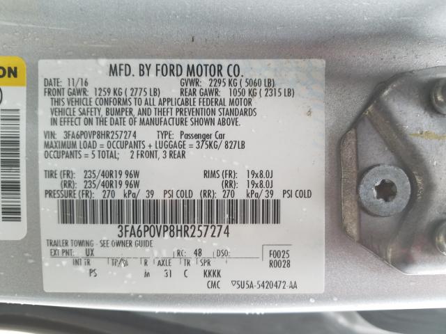 2017 FORD FUSION SPO 3FA6P0VP8HR257274
