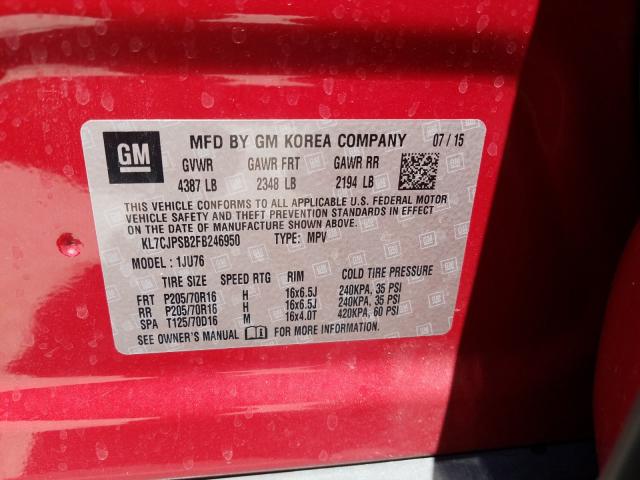 2015 CHEVROLET TRAX 1LS KL7CJPSB2FB246950