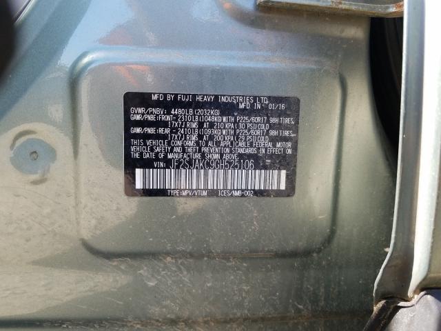 2016 SUBARU FORESTER 2 JF2SJAKC9GH525106