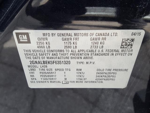 2GNALBEK5F6351320 | 2015 CHEVROLET EQUINOX LT