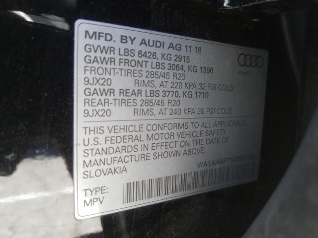 VIN WA1AHAF71KD021498 2019 Audi Q7, Premium no.10