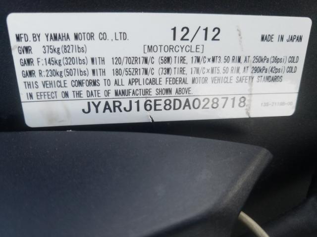 2013 YAMAHA YZFR6 JYARJ16E8DA028718