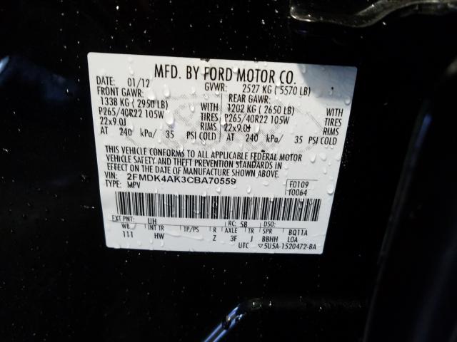 VIN W1N0G8EB7NV363757 2012 FORD EDGE SPORT no.10