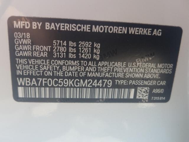 VIN WBA7F0C59KGM24479 2019 BMW 7 Series, 750 I no.10