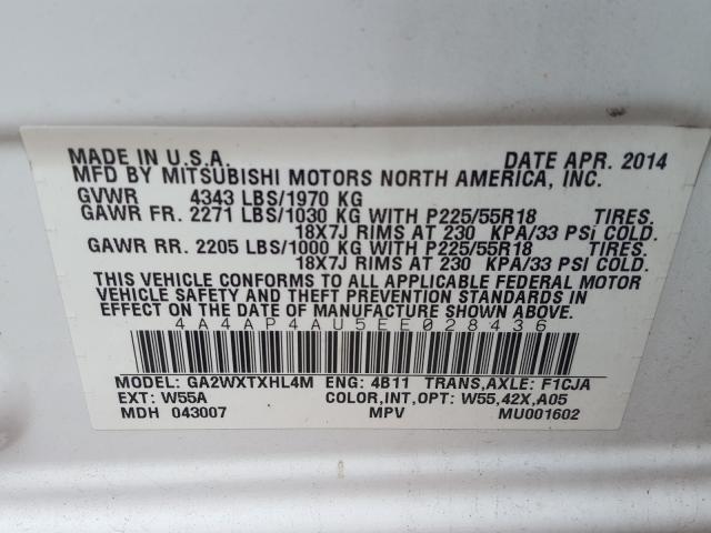 2014 MITSUBISHI OUTLANDER 4A4AP4AU5EE028436