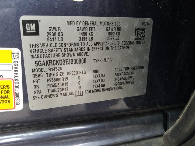 2014 BUICK ENCLAVE 5GAKRCKD3EJ300800