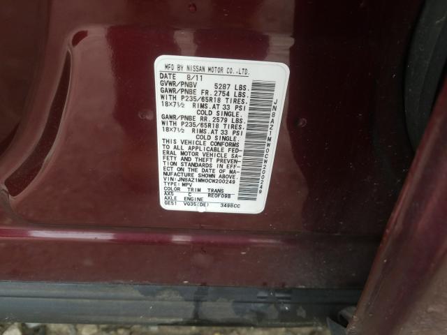 2012 NISSAN MURANO JN8AZ1MW0CW200249