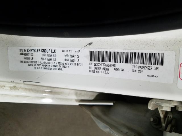 2010 DODGE AVENGER SX 1B3CC4FB7AN176795