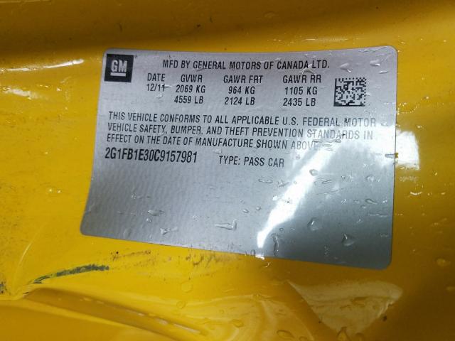 2012 CHEVROLET CAMARO LT 2G1FB1E30C9157981