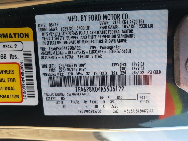 2019 FORD MUSTANG BU 1FA6P8K04K5506122