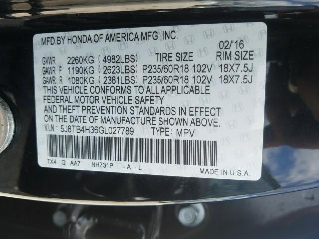 2016 ACURA RDX 5J8TB4H36GL027789
