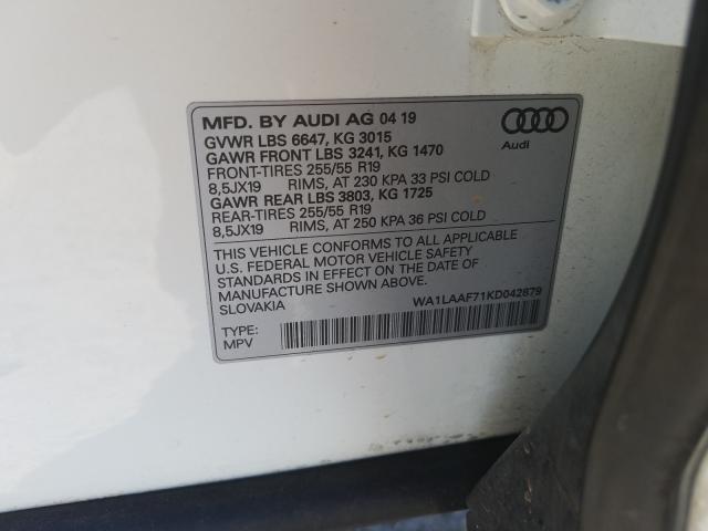 VIN WA1LAAF71KD042879 2019 Audi Q7, Premium Plus no.10