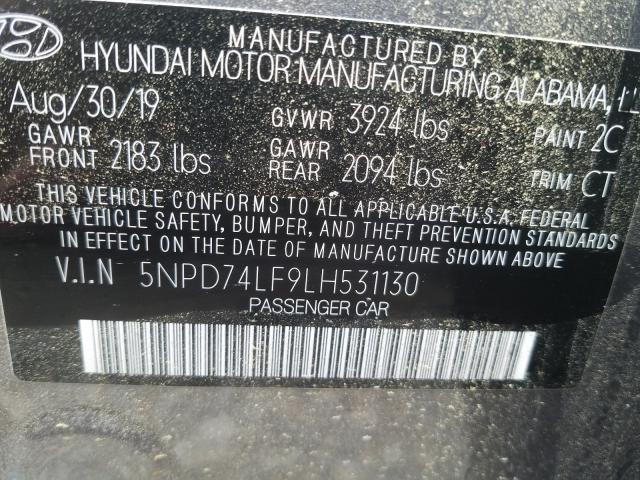 VIN 3FA6P0LU4LR267057 2020 Ford Fusion, Hybrid Se no.10