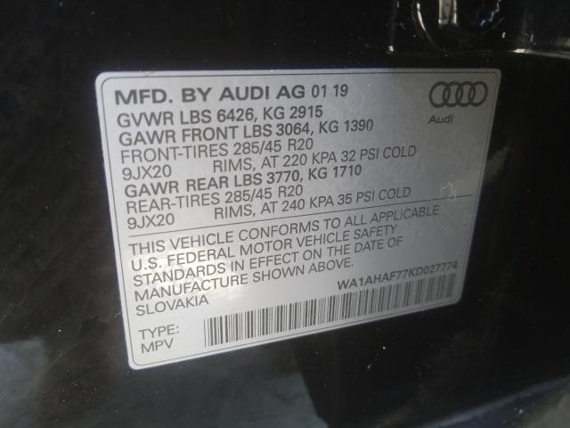 VIN WA1AHAF77KD027774 2019 Audi Q7, Premium no.10