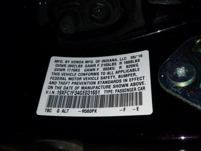 2016 HONDA CIVIC EX 19XFC1F34GE031651