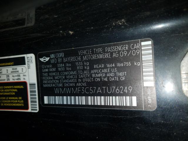 2010 MINI COOPER WMWMF3C57ATU76249