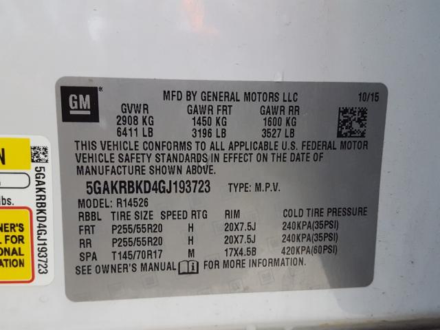 2016 BUICK ENCLAVE 5GAKRBKD4GJ193723