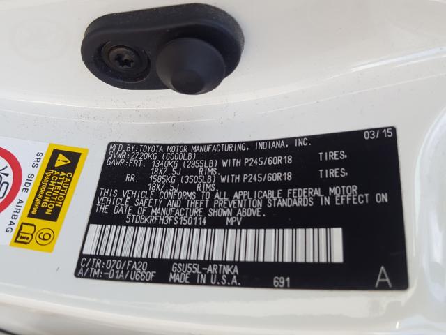 2015 TOYOTA HIGHLANDER 5TDBKRFH3FS150114