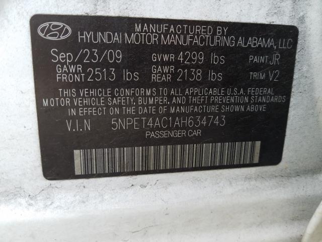 2010 HYUNDAI SONATA GLS 5NPET4AC1AH634743