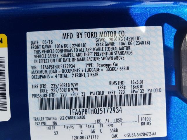 2018 FORD MUSTANG 1FA6P8TH0J5172934