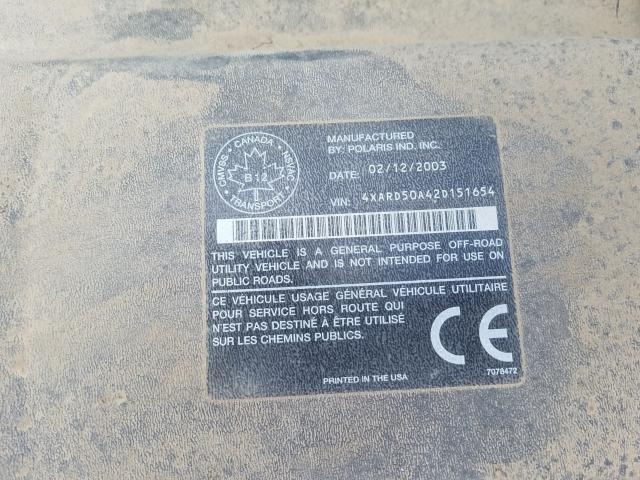 2002 POLARIS RANGER 4X4 - 4XARD50A42D151654