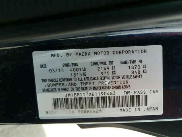 2014 MAZDA 3 SV JM1BM1T7XE1190483