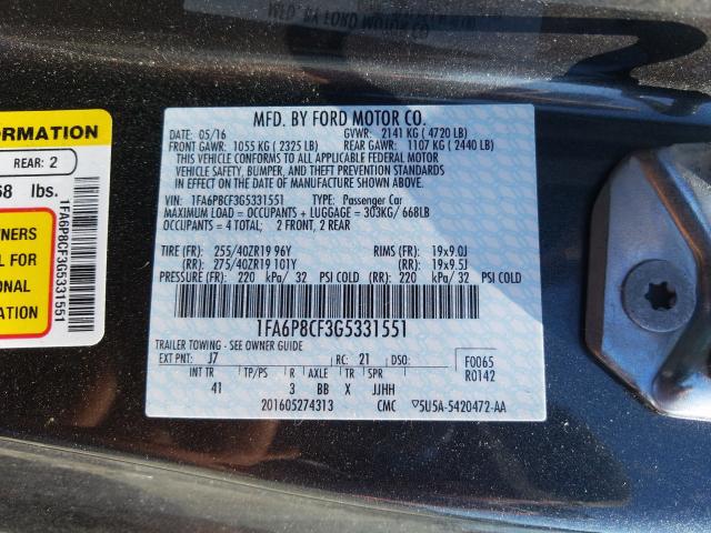 2016 FORD MUSTANG GT 1FA6P8CF3G5331551