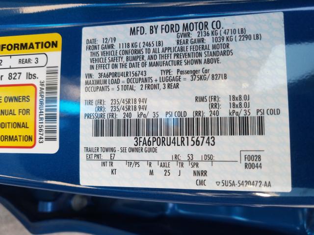 2020 FORD FUSION TIT 3FA6P0RU4LR156743
