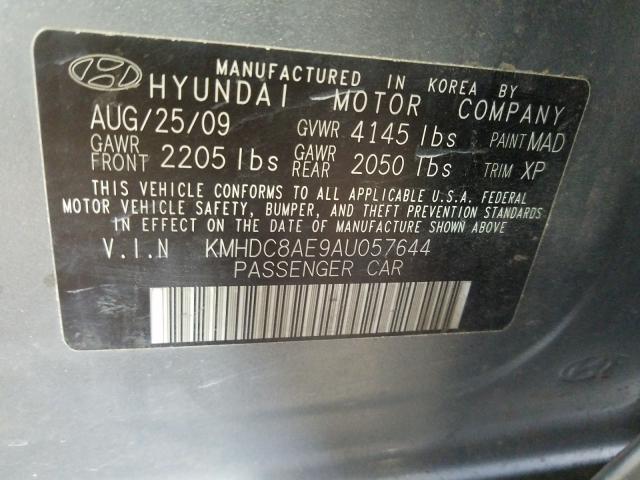 2010 HYUNDAI ELANTRA TO KMHDC8AE9AU057644