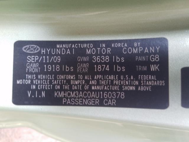 2010 HYUNDAI ACCENT BLU KMHCM3AC0AU160378