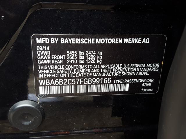 VIN WBA6B2C57FGB99166 2015 BMW 6 SERIES no.10