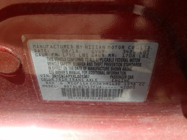 2019 NISSAN VERSA S 3N1CN7APXKL801367