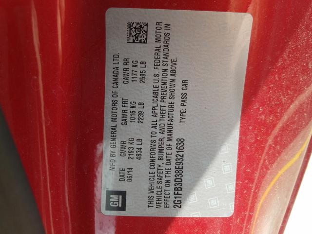 2014 CHEVROLET CAMARO LT 2G1FB3D38E9321638