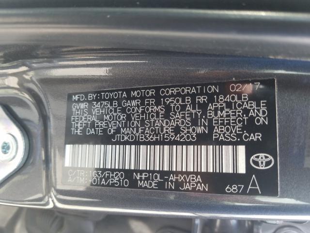 2017 TOYOTA PRIUS C JTDKDTB36H1594203