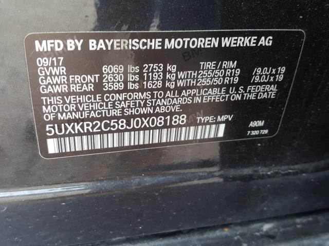 5UXKR2C58J0X08188 2018 BMW X5, photo no. 10