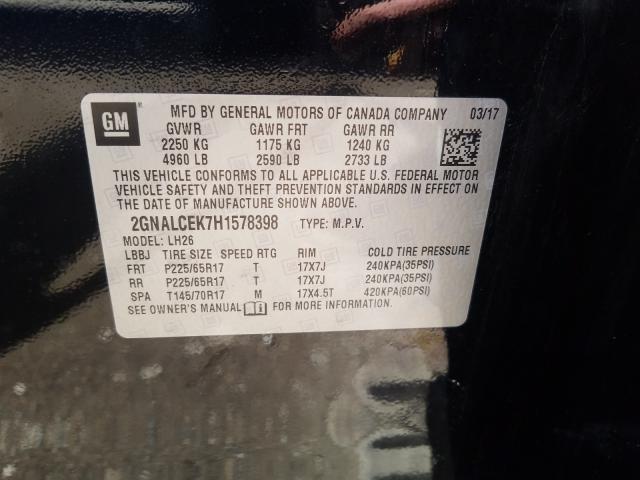 2017 CHEVROLET EQUINOX L 2GNALCEK7H1578398