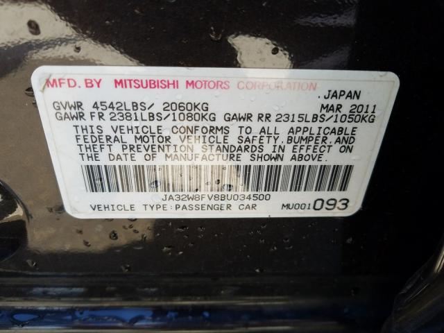 2011 MITSUBISHI LANCER EVO JA32W8FV8BU034500