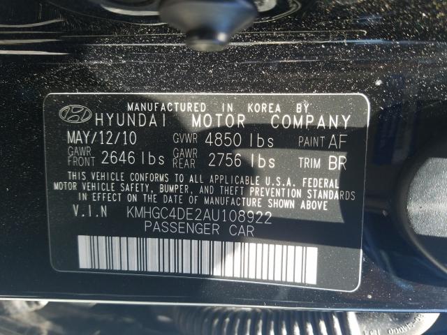 2010 HYUNDAI GENESIS KMHGC4DE2AU108922