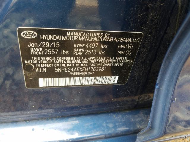 2015 HYUNDAI SONATA SE 5NPE24AFXFH176298