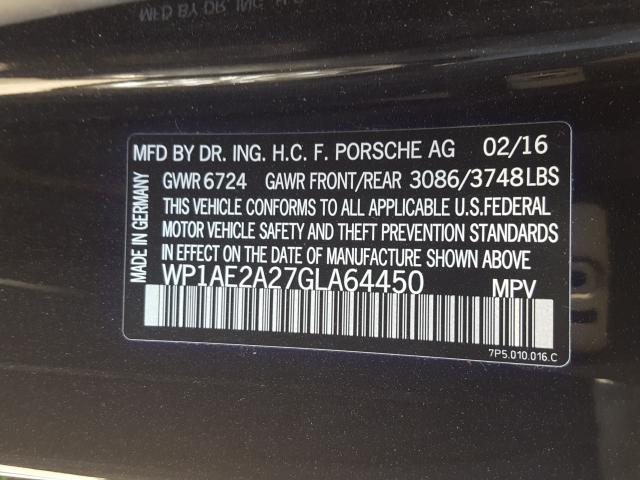 2016 PORSCHE CAYENNE SE WP1AE2A27GLA64450