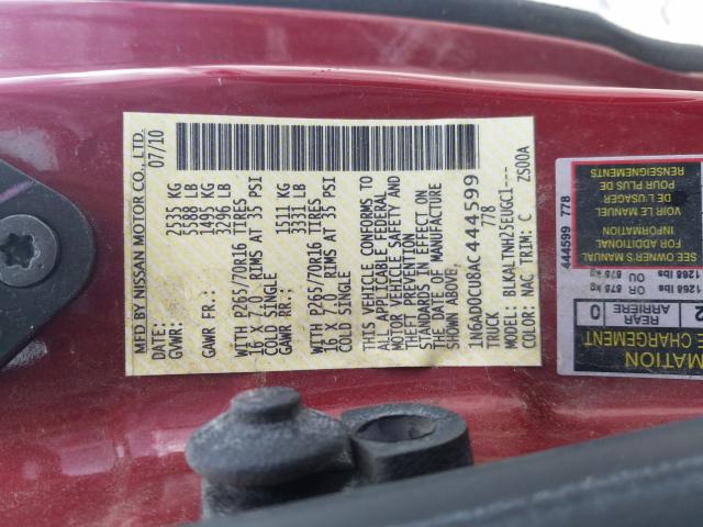2010 NISSAN FRONTIER K 1N6AD0CU8AC444599