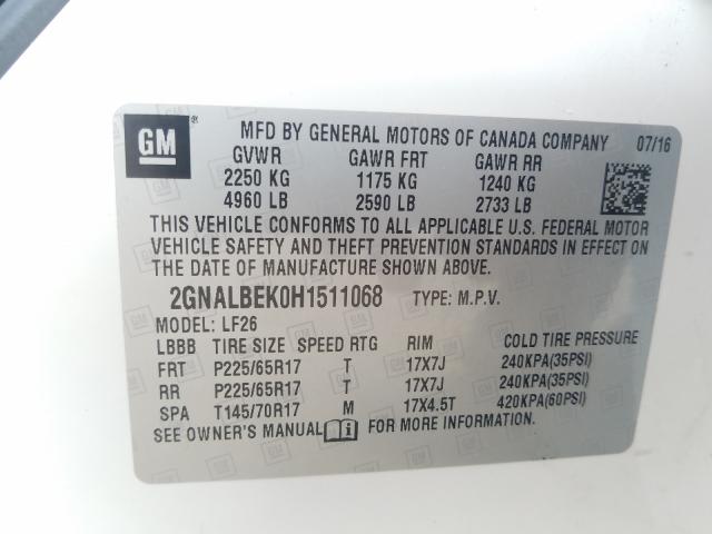 2017 CHEVROLET EQUINOX LS 2GNALBEK0H1511068