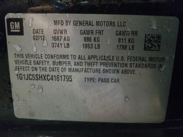 2012 CHEVROLET SONIC LT 1G1JC5SHXC4161795