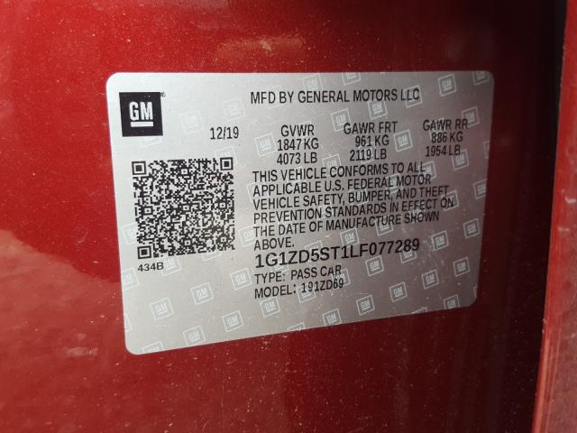 2020 CHEVROLET MALIBU LT 1G1ZD5ST1LF077289