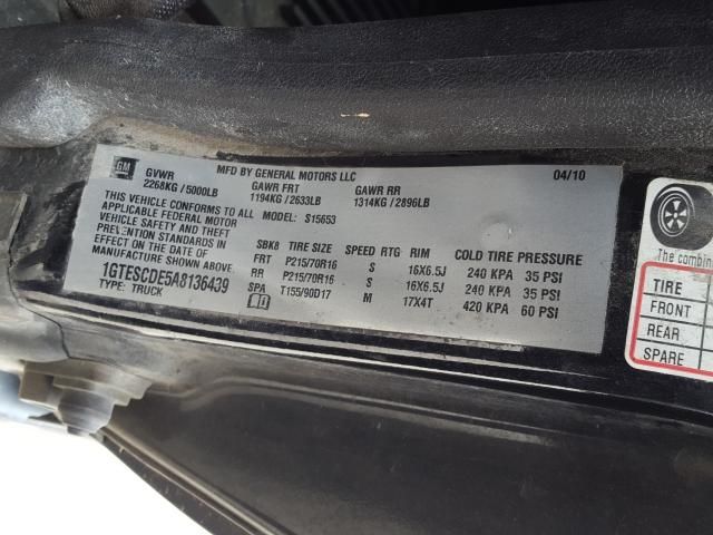 2010 GMC CANYON SLE 1GTESCDE5A8136439