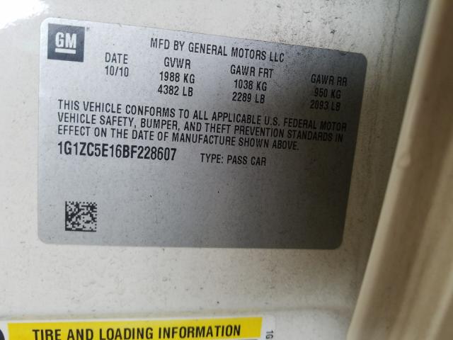 2011 CHEVROLET MALIBU 1LT 1G1ZC5E16BF228607