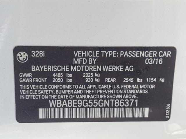 VIN 3TMCZ5AN3MM401717 2016 BMW 328 I SULE no.10