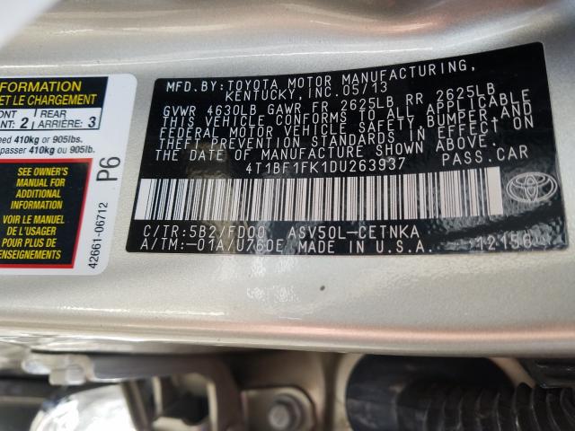 VIN WMEEJ3BA2DK683261 2013 TOYOTA CAMRY L no.10