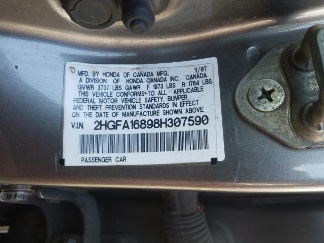 VIN 2FMPK3G97KBC50945 2008 HONDA CIVIC EX no.10