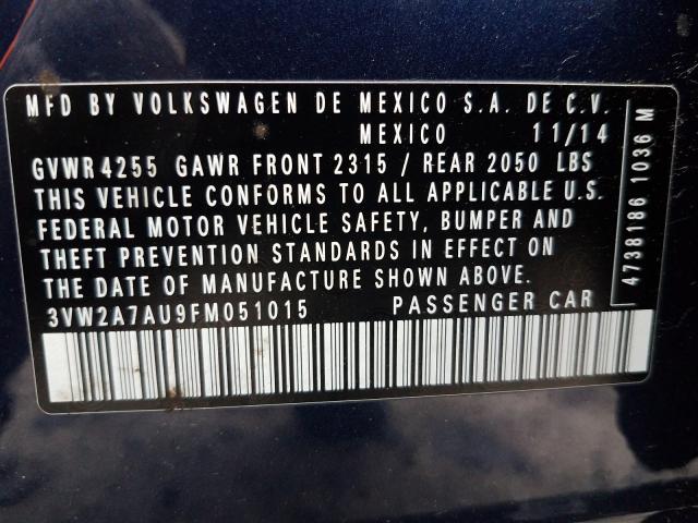 2015 VOLKSWAGEN GOLF TDI 3VW2A7AU9FM051015